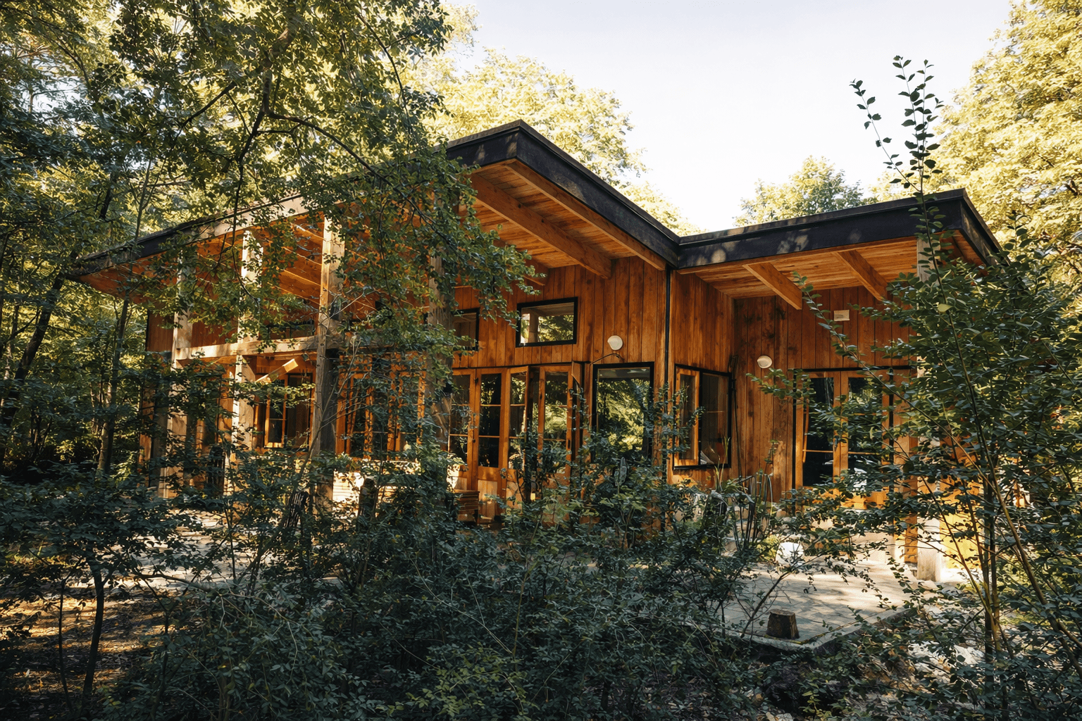 El Sendero cabin exterior nestled in the forest
